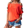 Women Patchwork Cold Shoulder T-shirt Plus Size Tops V-Neck Half Sleeve Tee Shirt 