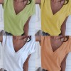 Women Patchwork Cold Shoulder T-shirt Plus Size Tops V-Neck Half Sleeve Tee Shirt 