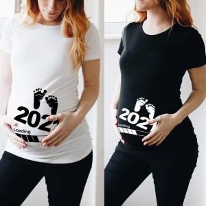 Baby Loading Printed Pregnant T Shirt Maternity Short Sleeve Shirt New Mom Tshirts