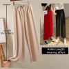 Soft Women Pants New High Waist Casual Slacks Pants Ice Silk Ankle-Length Long Trousers 