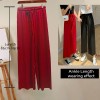 Soft Women Pants New High Waist Casual Slacks Pants Ice Silk Ankle-Length Long Trousers 