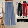 Soft Women Pants New High Waist Casual Slacks Pants Ice Silk Ankle-Length Long Trousers 