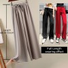 Soft Women Pants New High Waist Casual Slacks Pants Ice Silk Ankle-Length Long Trousers 