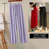 Soft Women Pants New High Waist Casual Slacks Pants Ice Silk Ankle-Length Long Trousers 