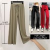 Soft Women Pants New High Waist Casual Slacks Pants Ice Silk Ankle-Length Long Trousers 