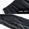 Women Harem Pants Punk Pockets Jogger Trousers With Chain Elastics High Waist Streetwear