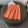 High Waist Wide Leg Short Pants Women Knee Length Pants Drawstring  Cotton Loose Trousers