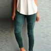 Women Fashion Solid Color Elastic Waistband Slim Skinny Pencil Pant Trouser