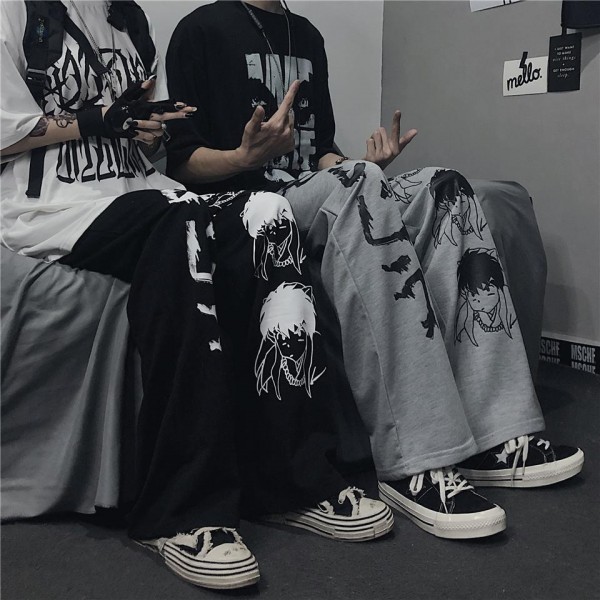 Pattern Hip Hop Wide Leg Pants Women Men Jogger Casual Oversize Pants