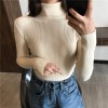 Thick Women Knitted Ribbed Pullover Sweater Long Sleeve Turtleneck Jumper 