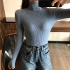 Thick Women Knitted Ribbed Pullover Sweater Long Sleeve Turtleneck Jumper 