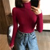 Thick Women Knitted Ribbed Pullover Sweater Long Sleeve Turtleneck Jumper 