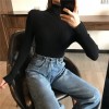 Thick Women Knitted Ribbed Pullover Sweater Long Sleeve Turtleneck Jumper 