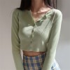 Women Fashion Style O-neck Short Knitted Sweaters Sleeve Sun Protection Crop Top