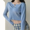 Women Fashion Style O-neck Short Knitted Sweaters Sleeve Sun Protection Crop Top