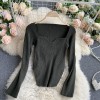 Square Collar Long Sleeve Woman Sweater Knitted Pullover Women Autumn Winter Tops