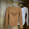 Square Collar Long Sleeve Woman Sweater Knitted Pullover Women Autumn Winter Tops