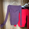 Square Collar Long Sleeve Woman Sweater Knitted Pullover Women Autumn Winter Tops