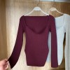 Square Collar Long Sleeve Woman Sweater Knitted Pullover Women Autumn Winter Tops