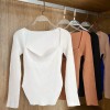 Square Collar Long Sleeve Woman Sweater Knitted Pullover Women Autumn Winter Tops