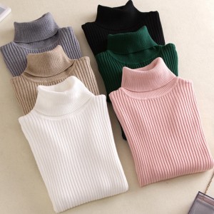 On Sale Spring Summer Pullover Women Knitted Foldover Turtleneck Sweater Coat