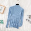 Pullover Ribbed Knitted Sweater Women High Neck Long Sleeve Slim Basic Sweaters Tops