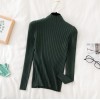 Pullover Ribbed Knitted Sweater Women High Neck Long Sleeve Slim Basic Sweaters Tops