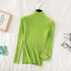 Pullover Ribbed Knitted Sweater Women High Neck Long Sleeve Slim Basic Sweaters Tops