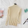 Pullover Ribbed Knitted Sweater Women High Neck Long Sleeve Slim Basic Sweaters Tops