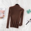 Pullover Ribbed Knitted Sweater Women High Neck Long Sleeve Slim Basic Sweaters Tops