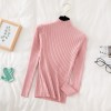 Pullover Ribbed Knitted Sweater Women High Neck Long Sleeve Slim Basic Sweaters Tops