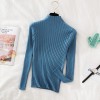 Pullover Ribbed Knitted Sweater Women High Neck Long Sleeve Slim Basic Sweaters Tops