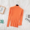 Pullover Ribbed Knitted Sweater Women High Neck Long Sleeve Slim Basic Sweaters Tops