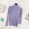 Pullover Ribbed Knitted Sweater Women High Neck Long Sleeve Slim Basic Sweaters Tops