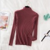 Pullover Ribbed Knitted Sweater Women High Neck Long Sleeve Slim Basic Sweaters Tops