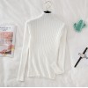 Pullover Ribbed Knitted Sweater Women High Neck Long Sleeve Slim Basic Sweaters Tops