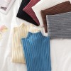 Pullover Ribbed Knitted Sweater Women High Neck Long Sleeve Slim Basic Sweaters Tops