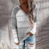 Women Patchwork Hooded Sweater Long Sleeve V-neck Knitted Sweater New Female Hoodies