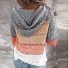 Women Patchwork Hooded Sweater Long Sleeve V-neck Knitted Sweater New Female Hoodies