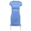 Summer Dresses Womens O Neck Casual Short sleeve Solid Bodycon Stretch Mini Dress