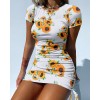 Summer Dresses Womens O Neck Casual Short sleeve Solid Bodycon Stretch Mini Dress