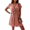 Summer Fashion Mini Dress Short Sleeve V-Neck 