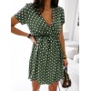 Summer Fashion Mini Dress Short Sleeve V-Neck 