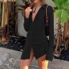 Women Sexy Mini Slim Dress Turn-Down Collar Button Short Dresses