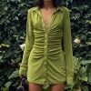 Women Sexy Mini Slim Dress Turn-Down Collar Button Short Dresses