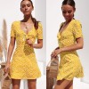 Fashion Women Short Sleeve Wrap Boho Floral Mini Dress