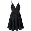 Women Summer Sexy Bow Backless V-neck Mini Beach Dresses
