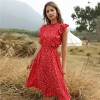 New Women Casual Butterfly Sleeve Ruffles Medium Long Chiffon Dress