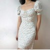 Women Summer Sexy White Elegant Puff Sleeve Dresses 