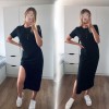 Plus Size Women Summer Cotton Maxi T Shirt Long Dresses